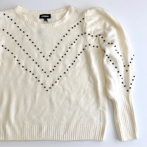 NWT Chevron Beaded Blouson Sleeve Sweater express Womens size XL sequin disconti - Picture 5 of 13